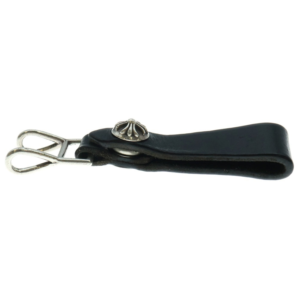 CHROME HEARTS(クロムハーツ) BELT LOOP クロスボールボタンレザーベルトループ シルバー/ブラック BCA397