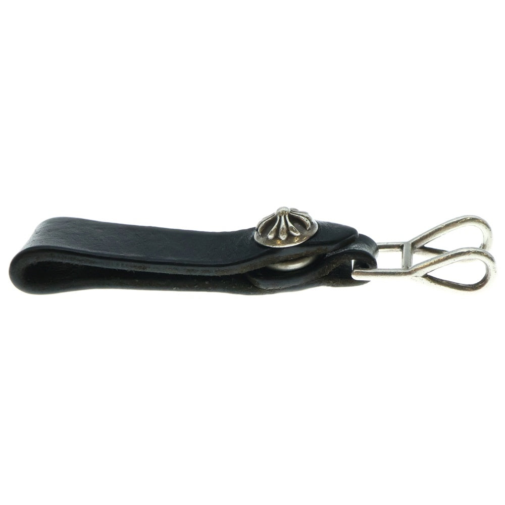 CHROME HEARTS(クロムハーツ) BELT LOOP クロスボールボタンレザーベルトループ シルバー/ブラック BCA397