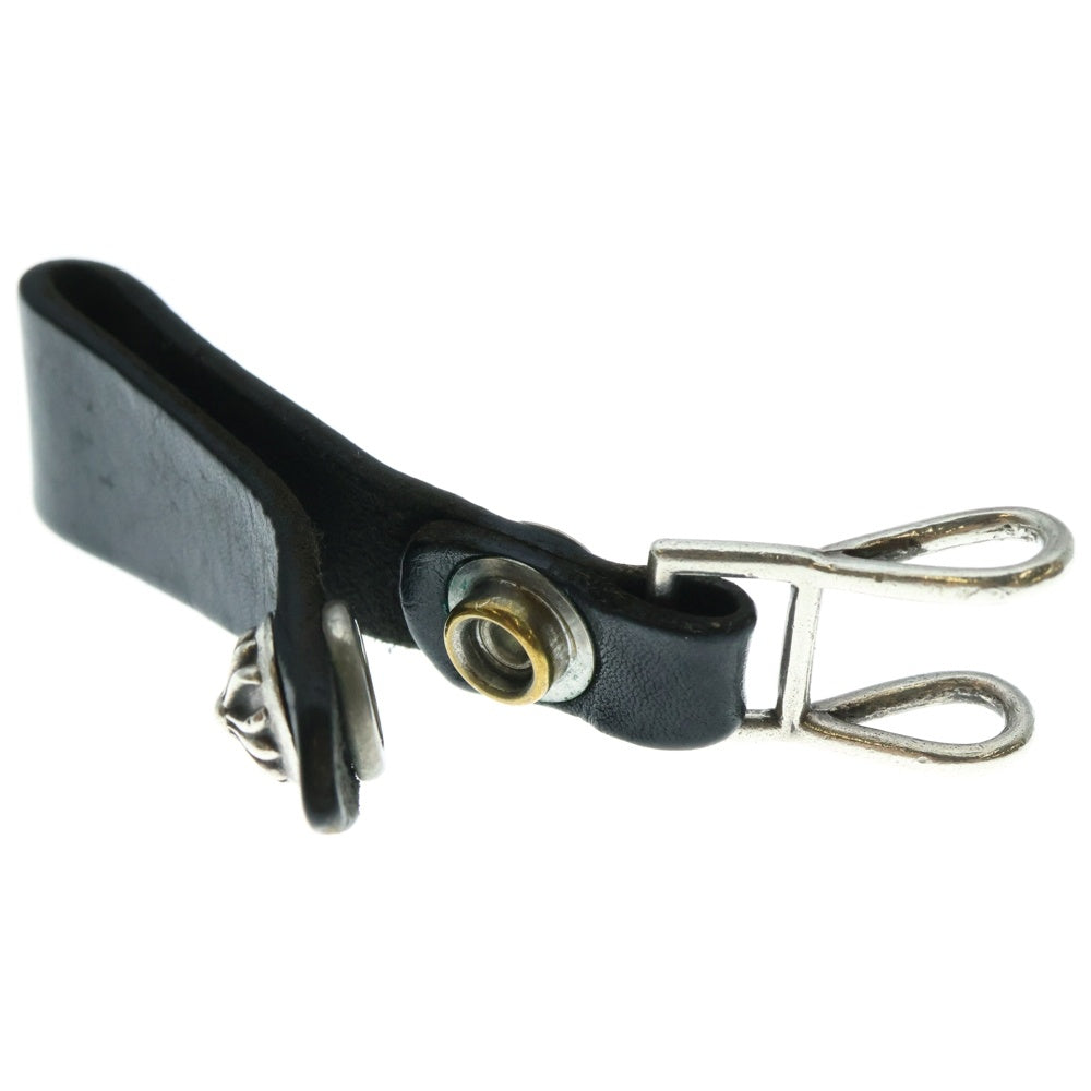 CHROME HEARTS(クロムハーツ) BELT LOOP クロスボールボタンレザーベルトループ シルバー/ブラック BCA397