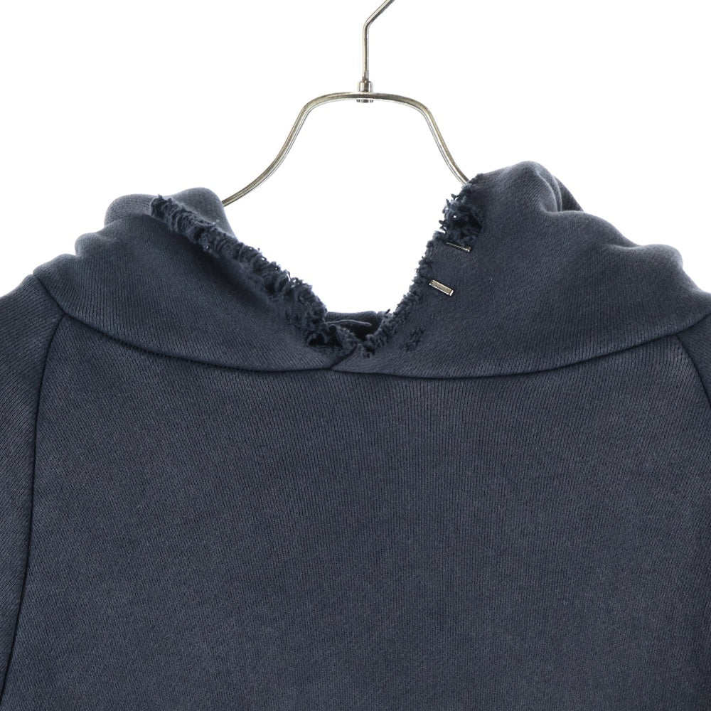 ASKYURSELF(アスクユアセルフ) Sweaters Banned Repaired Hoodie カットオフ加工 ロゴプルオーバーパーカー ダークグレー