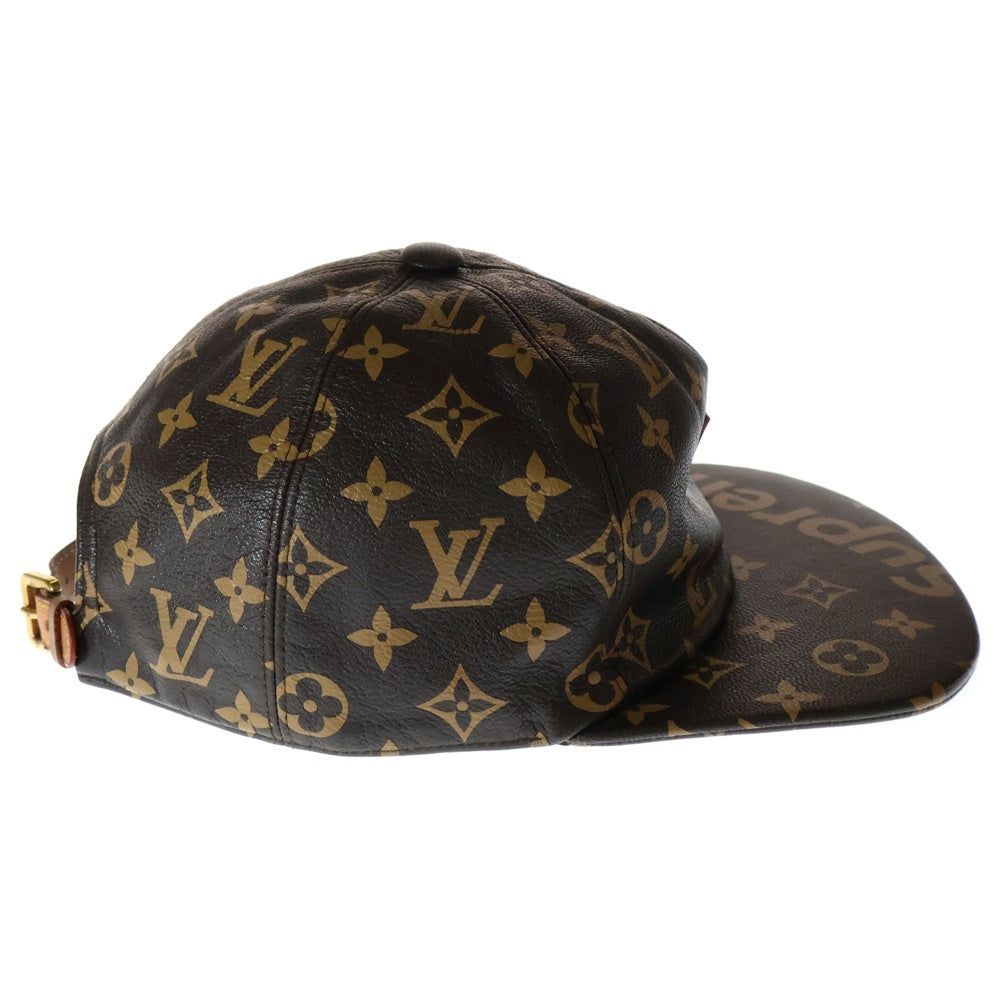 SUPREME(シュプリーム) 17AW× Louis Vuitton LV 5-Panel Hat ルイヴィトン LV5パネルキャップ 総柄ロゴ モノグラム 帽子 レザーストラップバックキャップ ブラウン MP1879