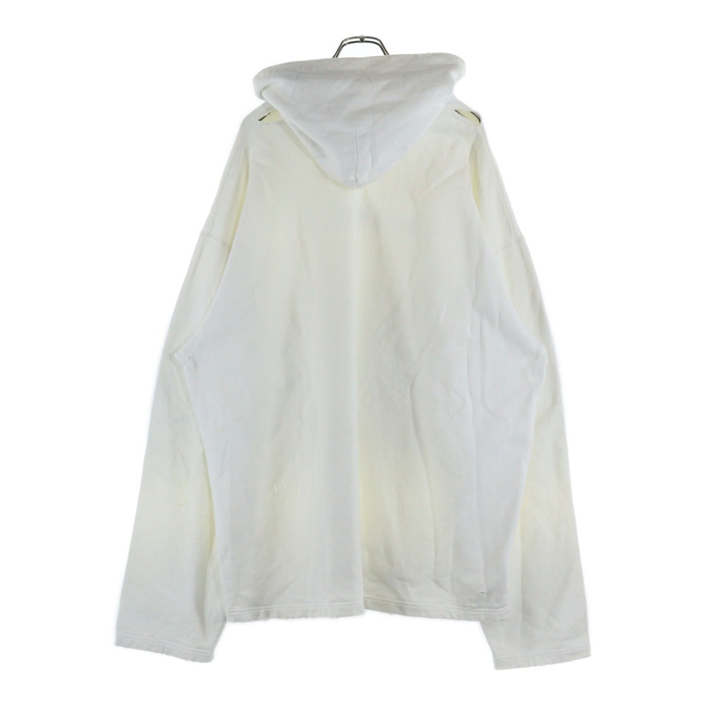 BALENCIAGA(バレンシアガ) 21AW ダメージ加工 ピクセルロゴ ビッグ サイズ ヘビーウェイト スウェットパーカー アイボリー 661711 TKVD6