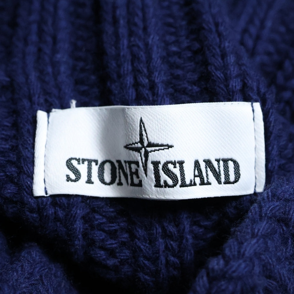 STONE ISLAND(ストーンアイランド) タートルネック 胸ポケット 長袖ニットセーター ネイビー 6915581B6