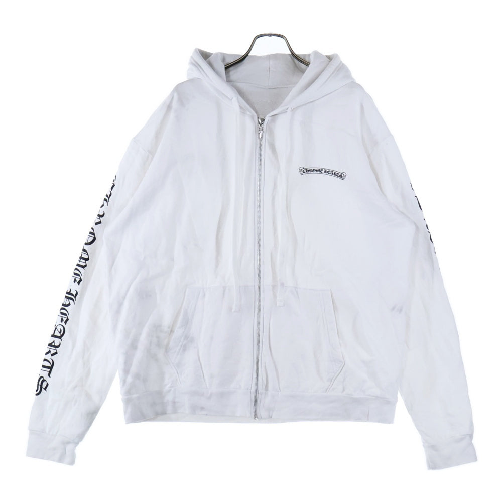 CHROME HEARTS(クロムハーツ) SWTSHRT HD ZIP ジップパーカー バックスクロールラベルロゴプリントジップパーカー ホワイト