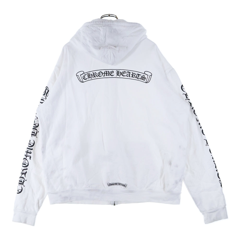 CHROME HEARTS(クロムハーツ) SWTSHRT HD ZIP ジップパーカー バックスクロールラベルロゴプリントジップパーカー ホワイト