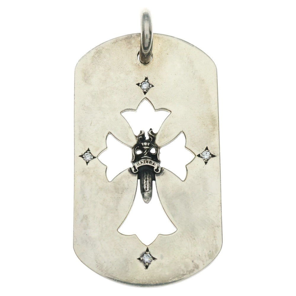 CHROME HEARTS(クロムハーツ) D TAG LRG FLE DAG AFTER 4P DIAフレア ダガー アフター 4Pダイヤ ラージ ドッグタグ ペンダントトップ シルバー
