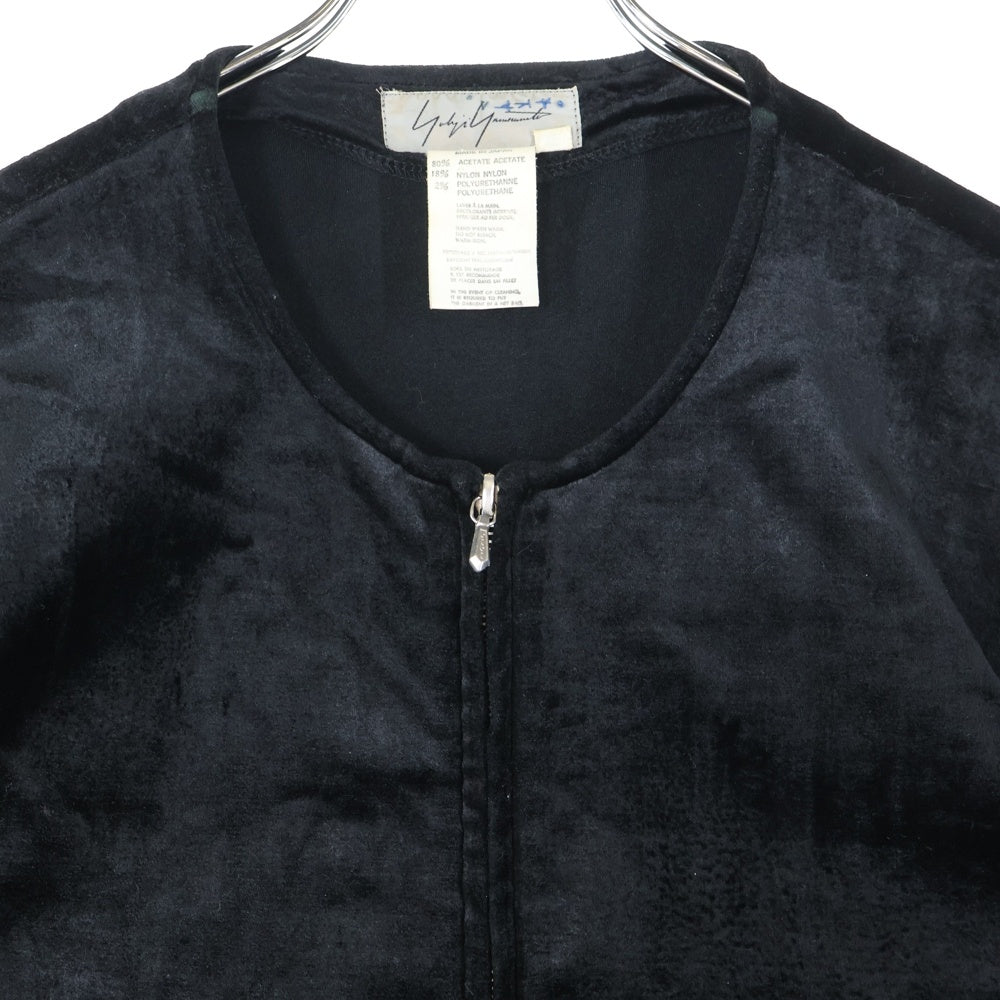 Yohji Yamamoto(ヨウジヤマモト) ノーカラー ベロアWジップジャケット ブラック レディース