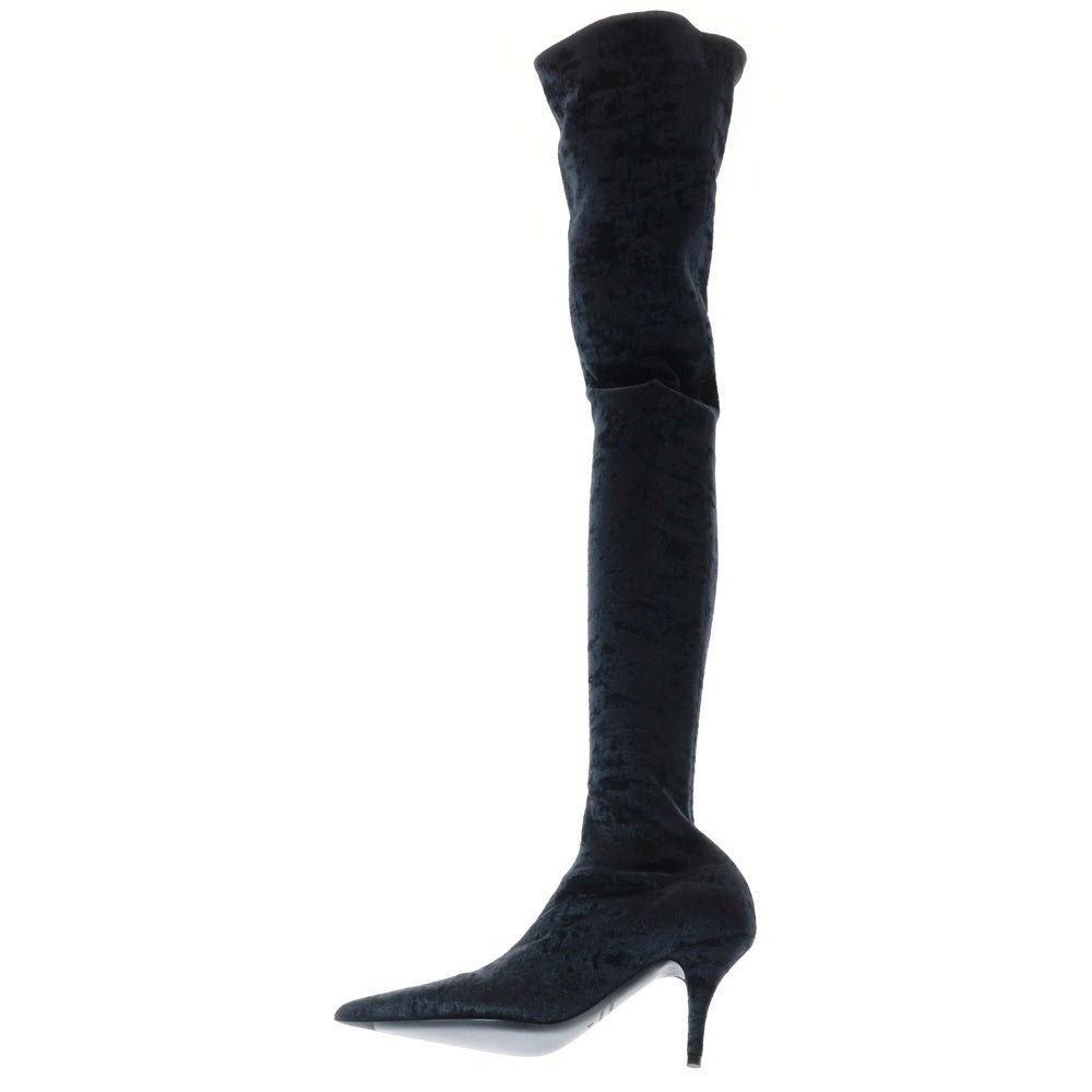 BALENCIAGA(バレンシアガ) Knife Velvet Over-the-Knee Boots 548263 ナイフベルベット オーバーニーハイブーツ ブラック レディース