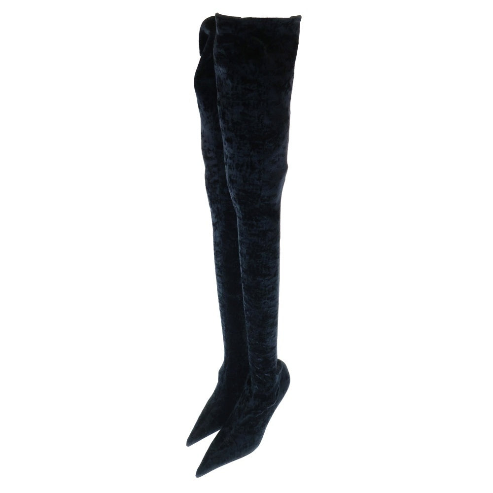 BALENCIAGA(バレンシアガ) Knife Velvet Over-the-Knee Boots 548263 ナイフベルベット オーバーニーハイブーツ ブラック レディース