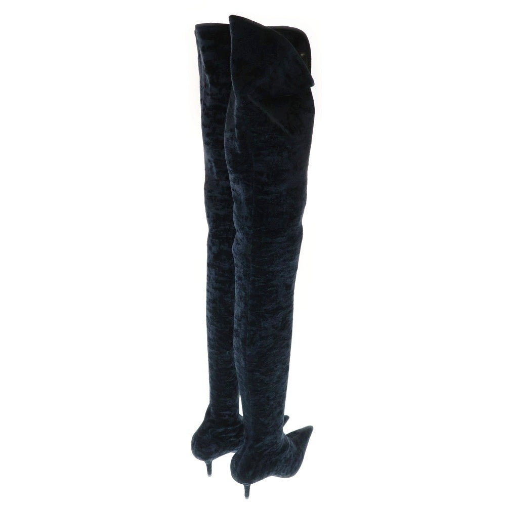BALENCIAGA(バレンシアガ) Knife Velvet Over-the-Knee Boots 548263 ナイフベルベット オーバーニーハイブーツ ブラック レディース