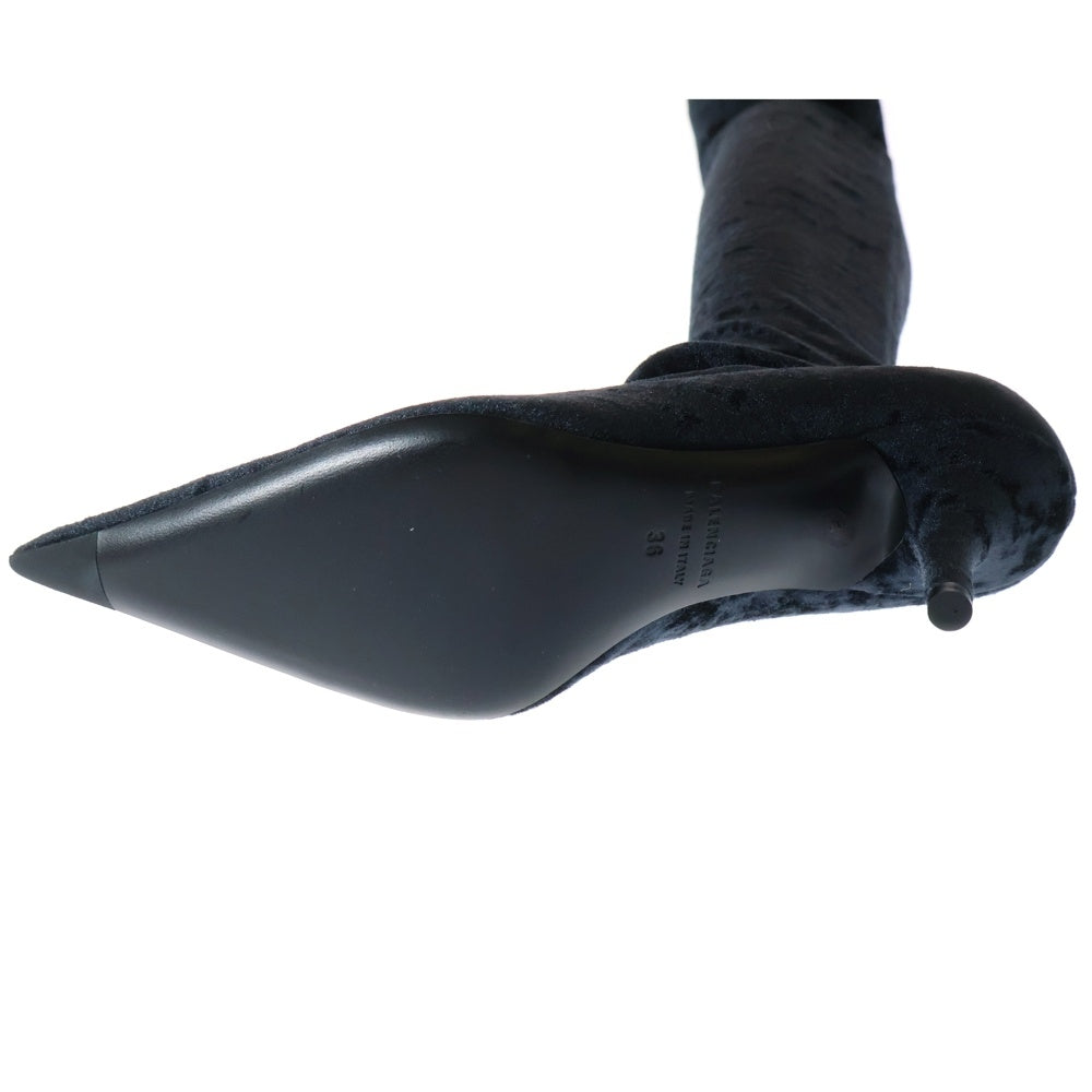 BALENCIAGA(バレンシアガ) Knife Velvet Over-the-Knee Boots 548263 ナイフベルベット オーバーニーハイブーツ ブラック レディース