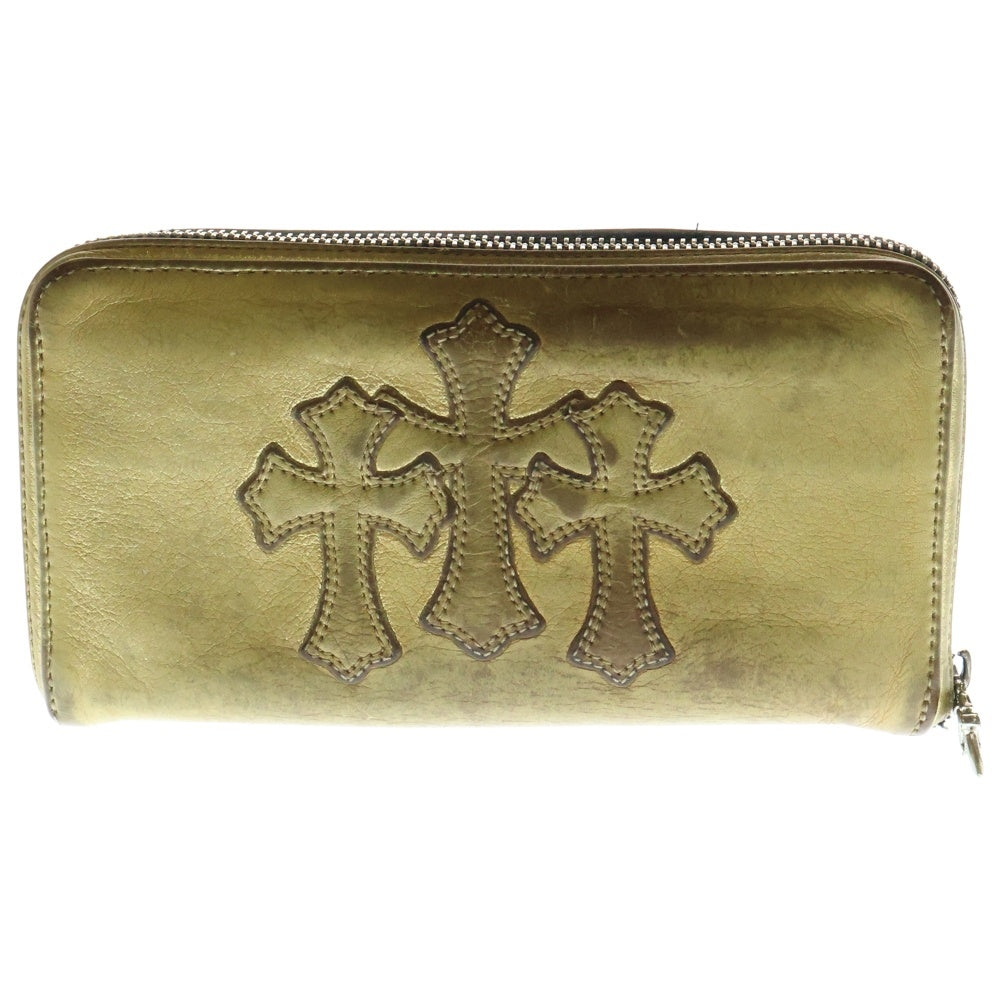 CHROME HEARTS(クロムハーツ) REC F ZIP GOLD セメタリクロスパッチ ウォレット 長財布