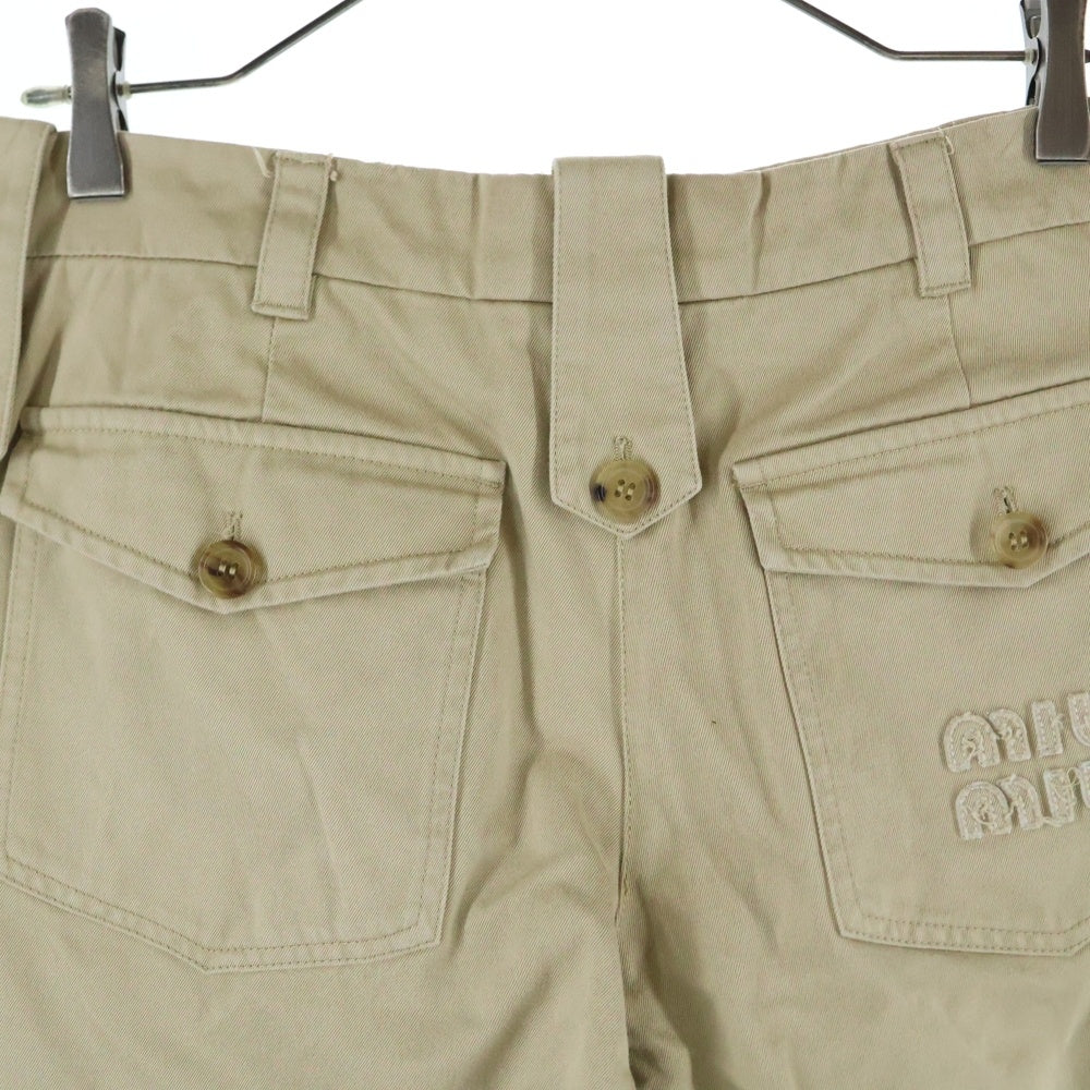 miumiu(ミュウミュウ) ロゴ チノ バミューダ コットンパンツMP1648 1UPX F0065