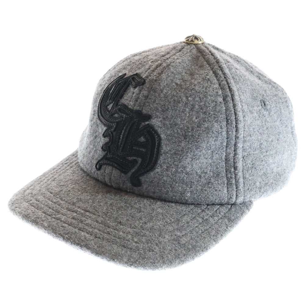 CHROME HEARTS(クロムハーツ) CHレザーパッチ クロスボール ウールキャップ グレー/ブラック