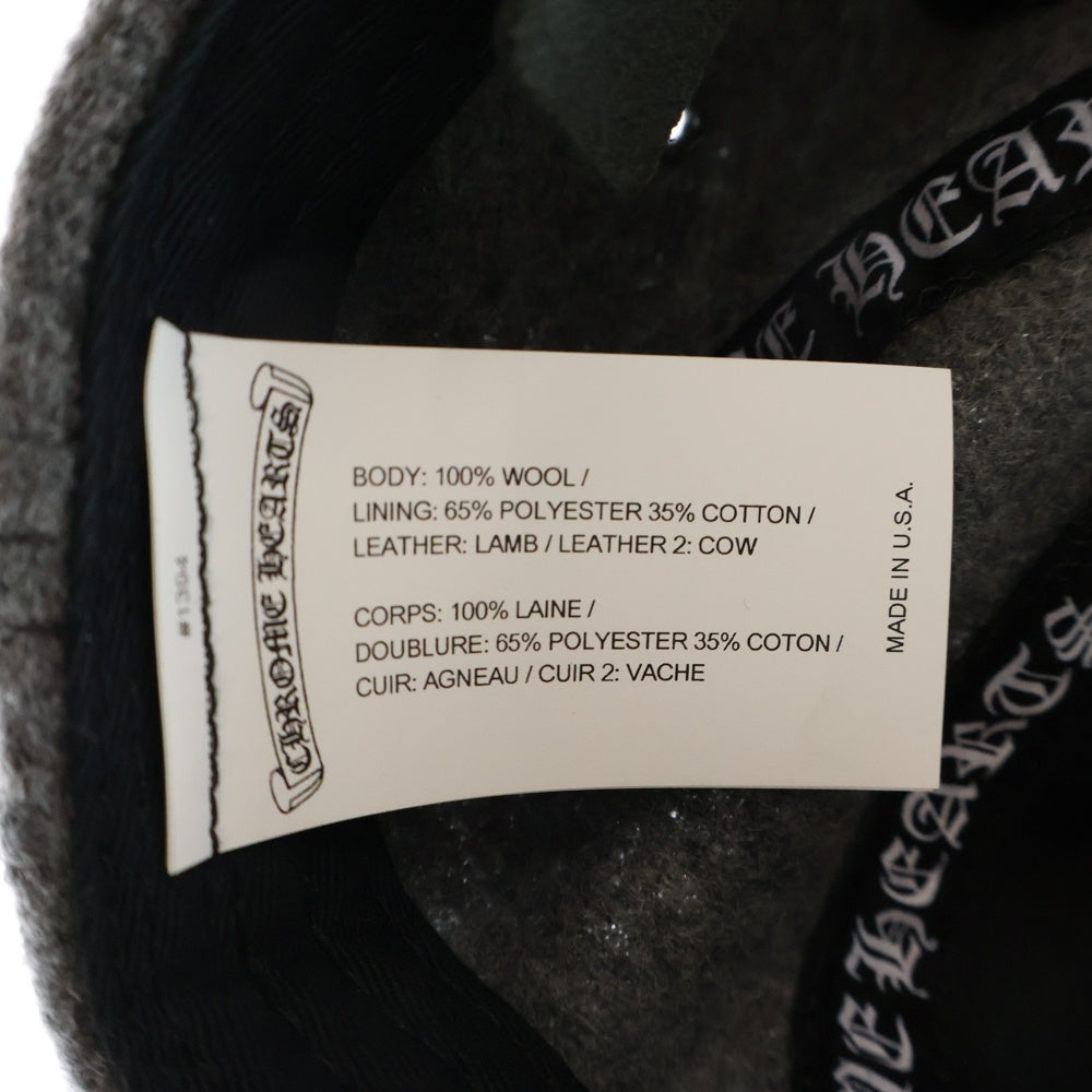 CHROME HEARTS(クロムハーツ) CHレザーパッチ クロスボール ウールキャップ グレー/ブラック