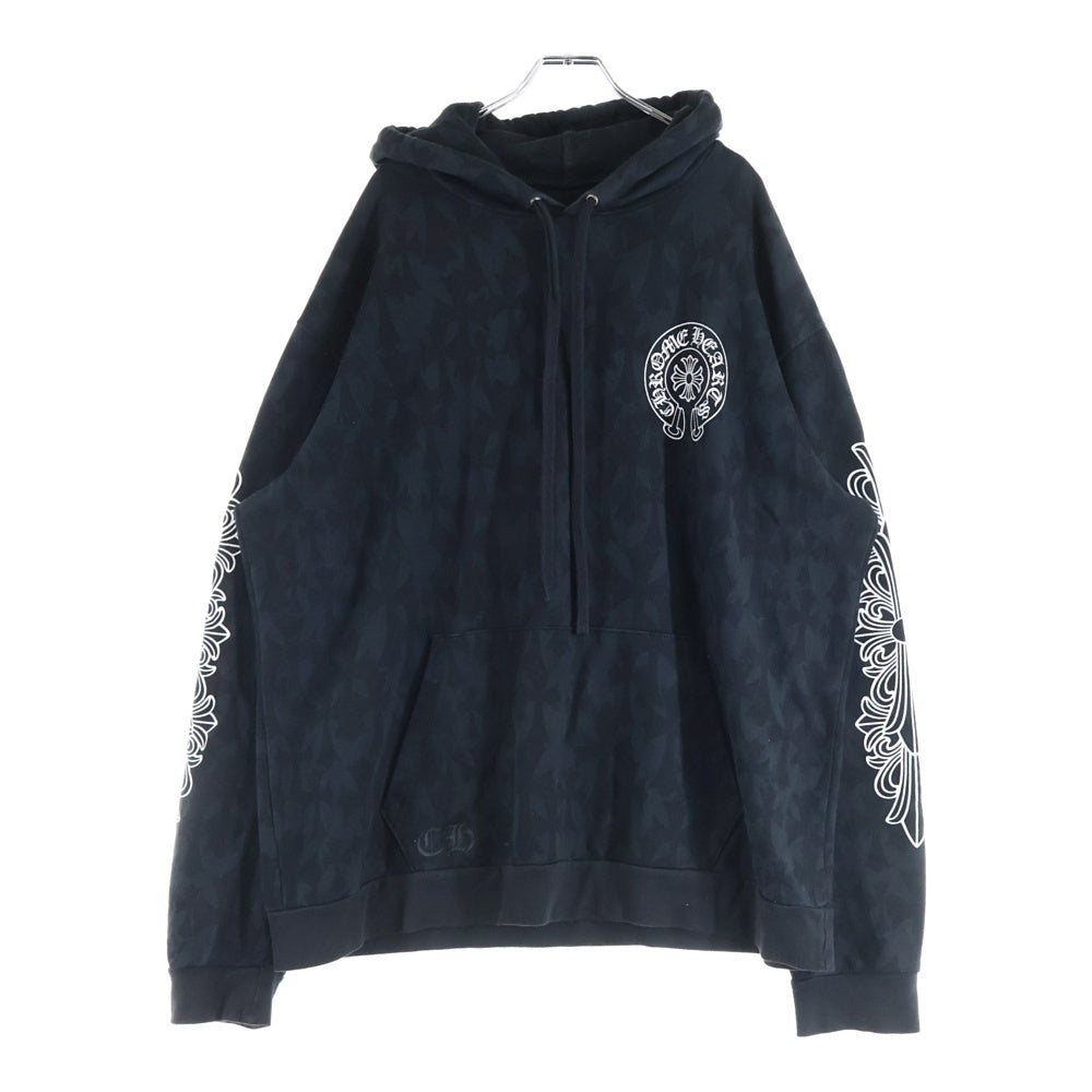 CHROME HEARTS(クロムハーツ) SWTSHRT PLV セメタリークロス総柄プリントプルオーバーパーカー ブラック