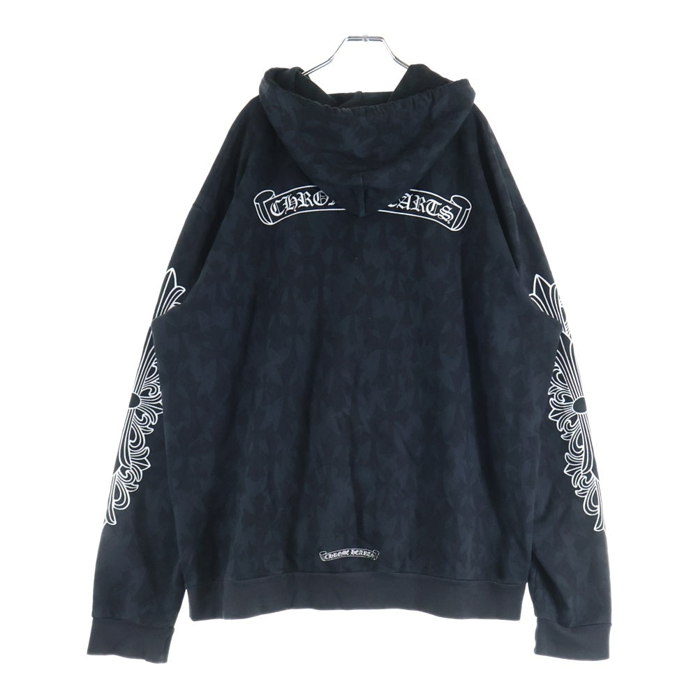 CHROME HEARTS(クロムハーツ) SWTSHRT PLV セメタリークロス総柄プリントプルオーバーパーカー ブラック