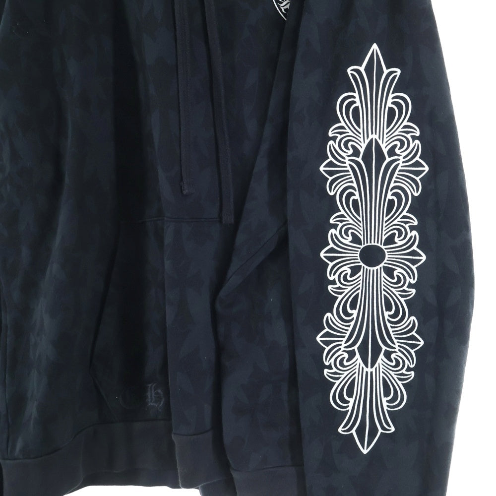 CHROME HEARTS(クロムハーツ) SWTSHRT PLV セメタリークロス総柄プリントプルオーバーパーカー ブラック