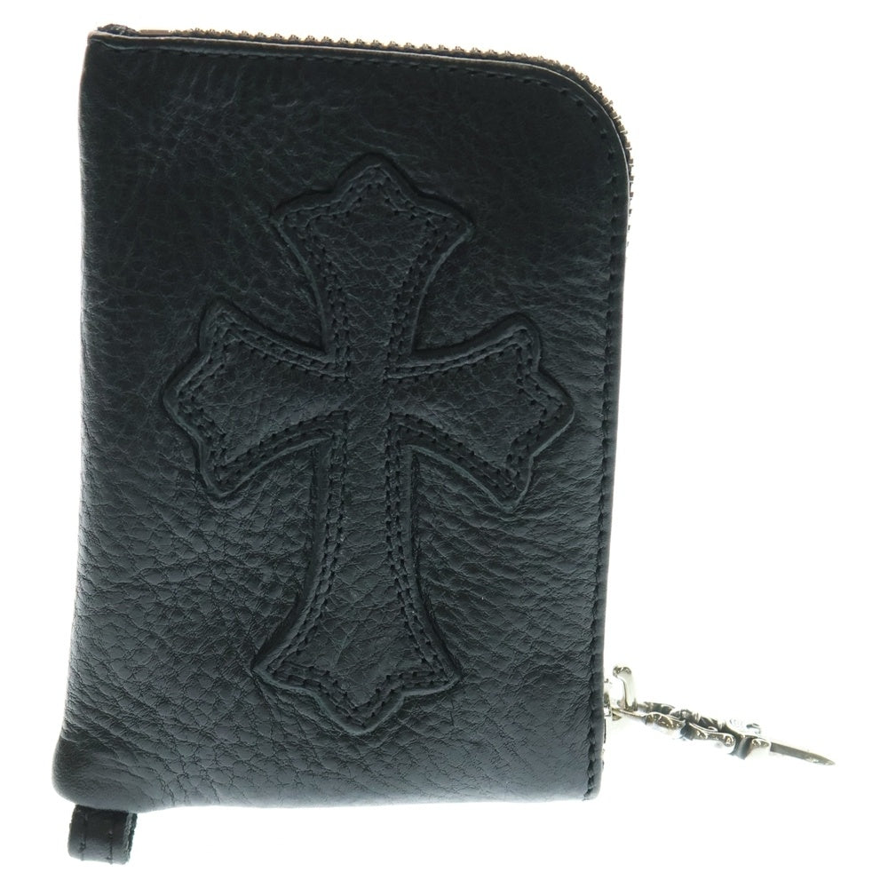 CHROME HEARTS(クロムハーツ) TINY ZIP タイニージップ クロスパッチ付き ダガージップ レザー コンパクトウォレット 財布 ブラック