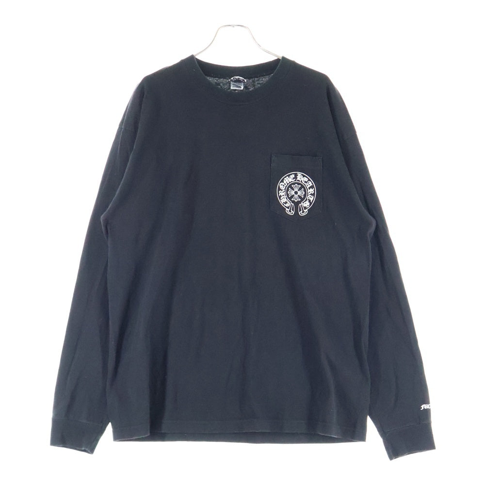 CHROME HEARTS(クロムハーツ) OLD Las Vegas Horseshoe L/S Tee オールド ラスベガス限定 ホースシュー 袖フローラルプリント 長袖Tシャツ カットソー ブラック
