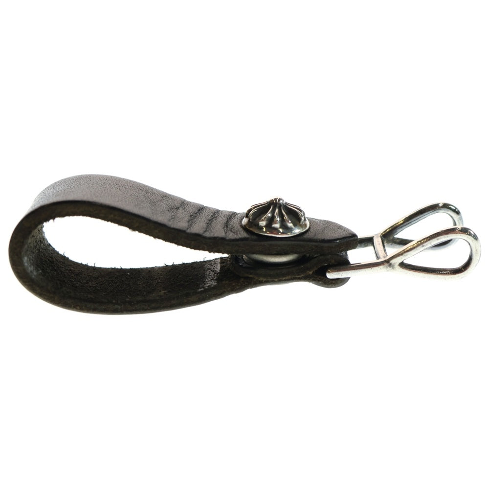 CHROME HEARTS(クロムハーツ) BELT LOOP クロスボールボタンレザーベルトループ シルバー/ブラック BCA397
