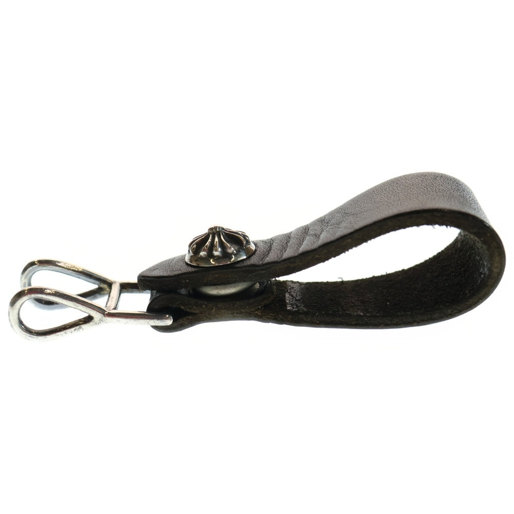 CHROME HEARTS(クロムハーツ) BELT LOOP クロスボールボタンレザーベルトループ シルバー/ブラック BCA397