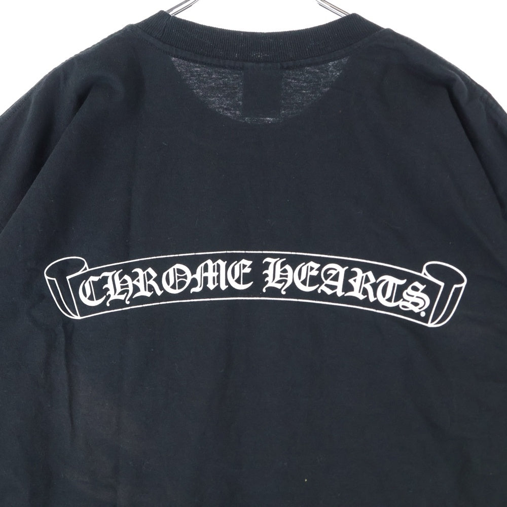 CHROME HEARTS(クロムハーツ) OLD オールドモデル バックスクロールラベルプリント 胸ポケット 半袖Tシャツ カットソー ブラック