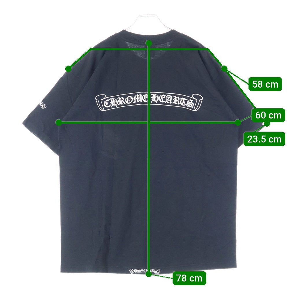 CHROME HEARTS(クロムハーツ) OLD オールドモデル バックスクロールラベルプリント 胸ポケット 半袖Tシャツ カットソー ブラック