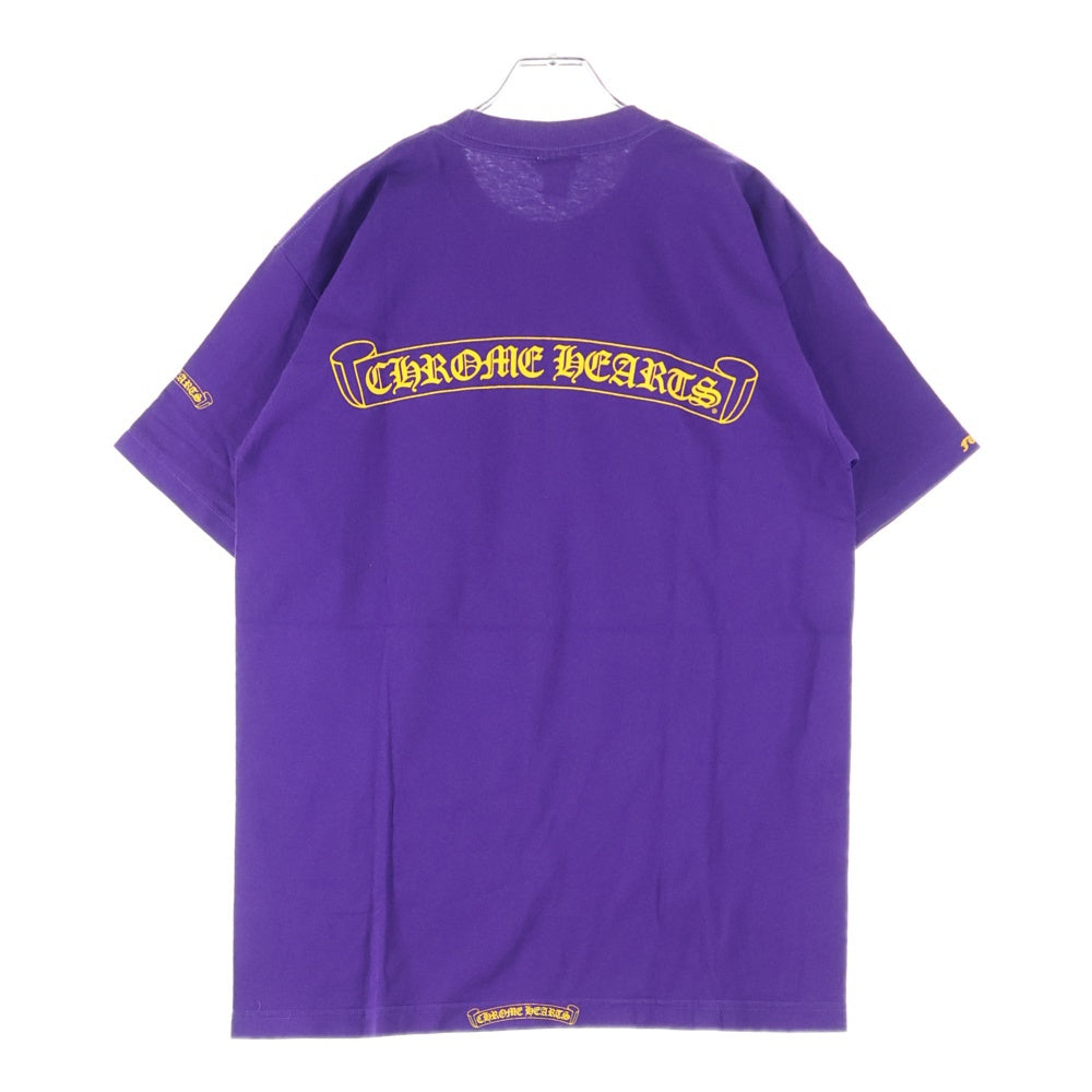 CHROME HEARTS(クロムハーツ) OLD オールドモデル バックスクロールラベルプリント 胸ポケット 半袖Tシャツ カットソー パープル/イエロー