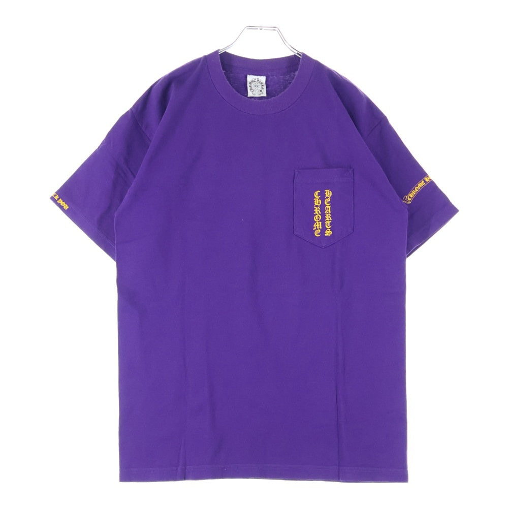 CHROME HEARTS(クロムハーツ) OLD オールドモデル バックスクロールラベルプリント 胸ポケット 半袖Tシャツ カットソー パープル/イエロー