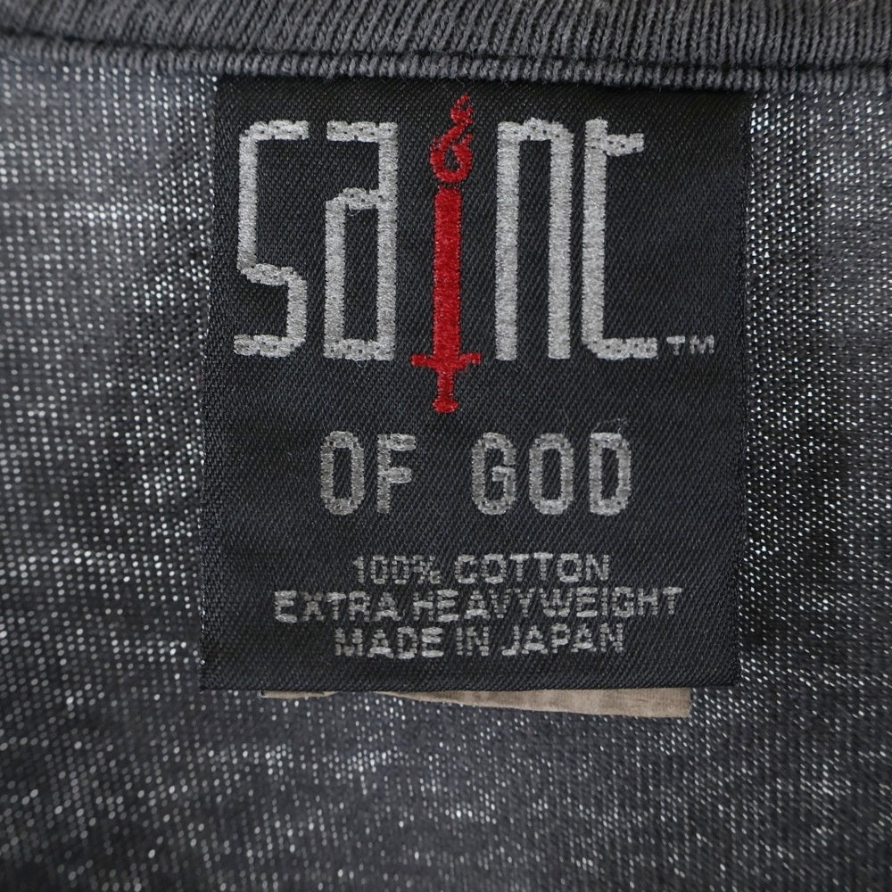 SAINT MICHAEL(セントマイケル) 25SS × FEAR OF GOD SNT OF GOD FG_LS TEE フィアオブゴッド セントオブゴッド 両面プリント クルーネック 長袖Tシャツ カットソー ブラック SM-HR8-0000-C02