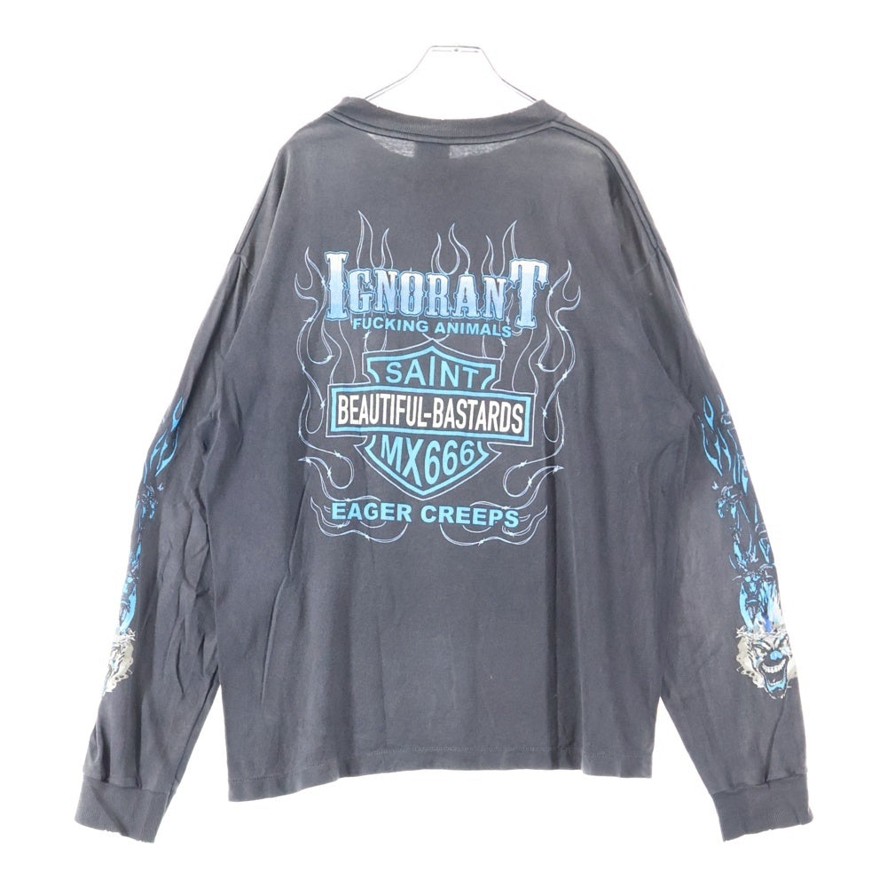 SAINT MICHAEL(セントマイケル) 25AW BTFL BASTARS 長袖Tシャツ カットソー ブラック SM-YS1-0000-013