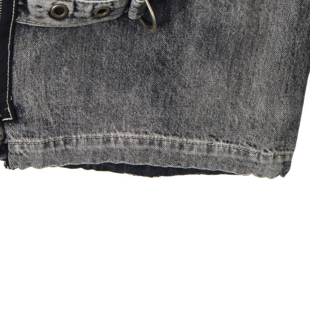 TRIPP NYC(トリップエヌワイシー) X STRAP PANT ストラップ ボンテージ ジップデニム ワイドパンツ グレー JM7144MB