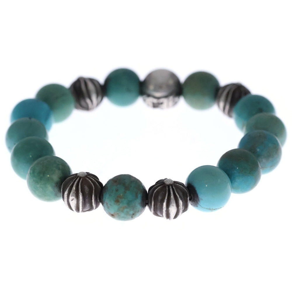 CHROME HEARTS(クロムハーツ) 12mm BEAD ターコイズビーズ クロスボールブレスレット シルバー/ターコイズ
