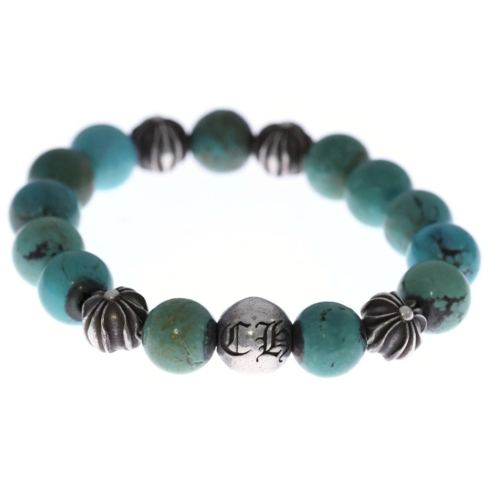 CHROME HEARTS(クロムハーツ) 12mm BEAD ターコイズビーズ クロスボールブレスレット シルバー/ターコイズ