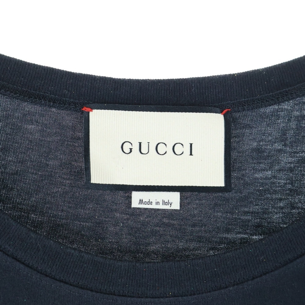 GUCCI(グッチ) Vintage Glitter Logo Print T-shirt ヴィンテージグリッターロゴプリント半袖Tシャツ カットソー ブラック 493117 X3H07