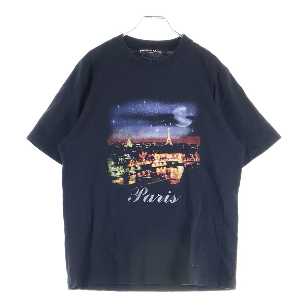 BALENCIAGA(バレンシアガ) 17SS Paris Tee パリ フロントデザイン プリント 半袖Tシャツ カットソー ブラック 460612 TUK22