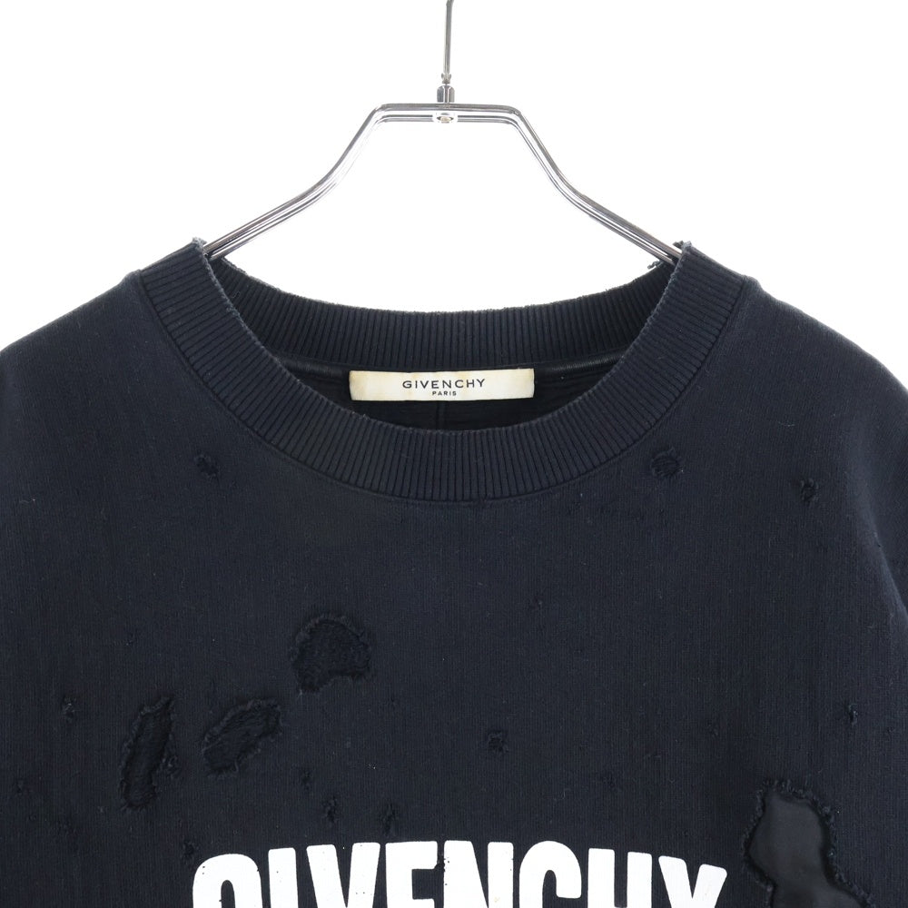 GIVENCHY(ジバンシィ) 17AW デストロイ クラッシュ加工 クルーネックスウェットトレーナー ブラック 17F 7334 653