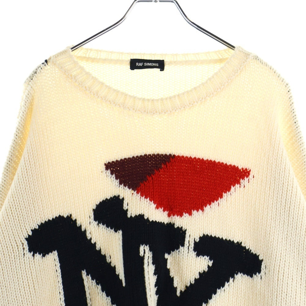 RAF SIMONS(ラフシモンズ) 17AW NYジャガード クロップドニットセーター アイボリー