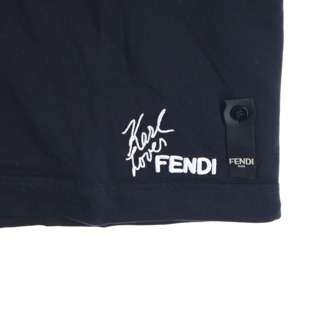 FENDI(フェンディ) ストーン装飾モンスターTシャツ 半袖Tシャツ カットソー ブラック/ホワイト FY068209K