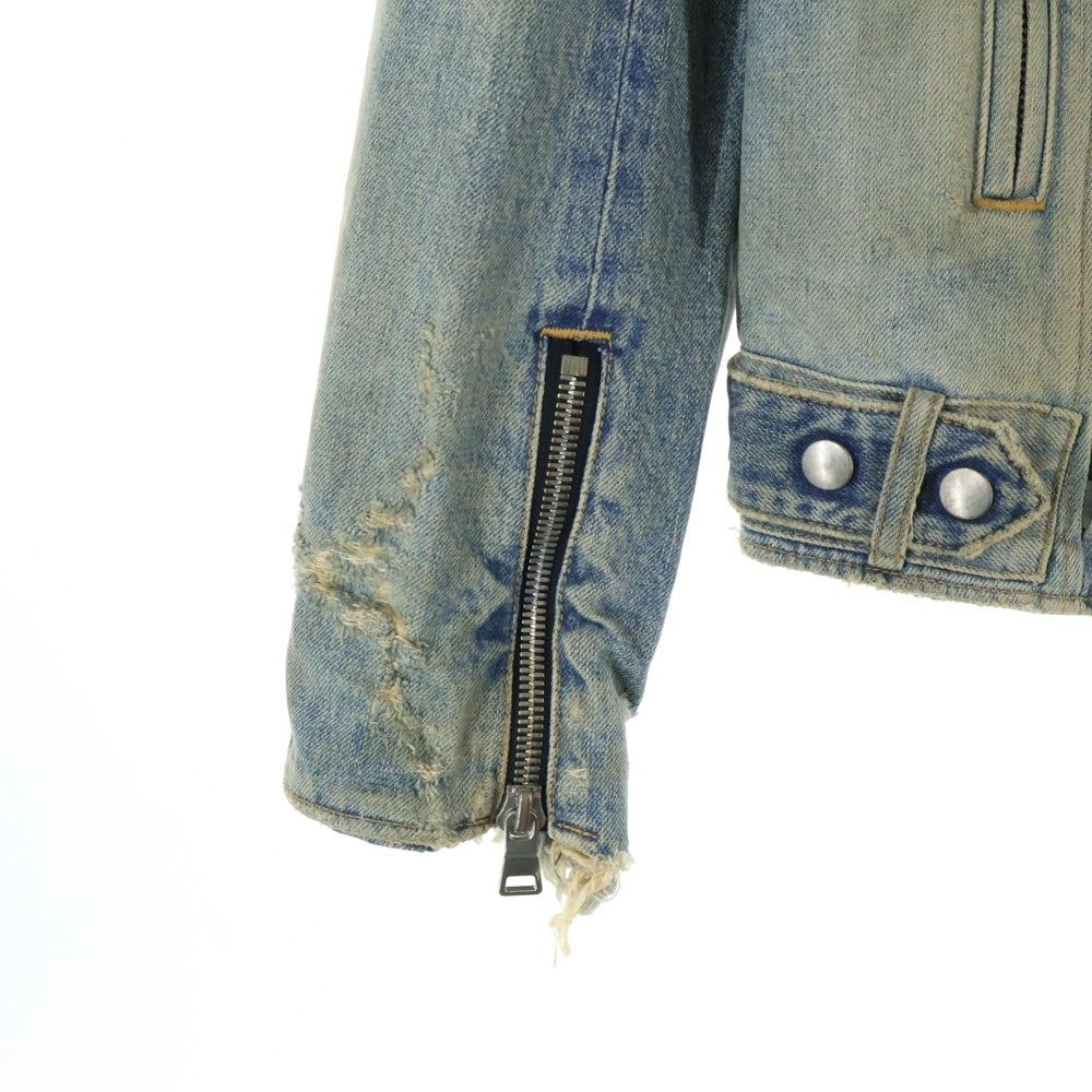 BALMAIN(バルマン) ダブルライダース ダメージ加工 デニムジャケット インディゴ S6HT245D428D