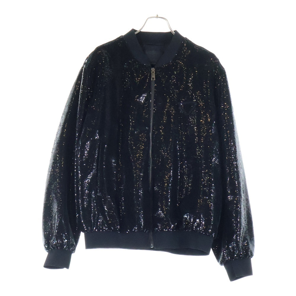 PRADA(プラダ) 21SS Sequins Bomber Jacket スパンコール ボンバージャケット ブルゾン ブラック