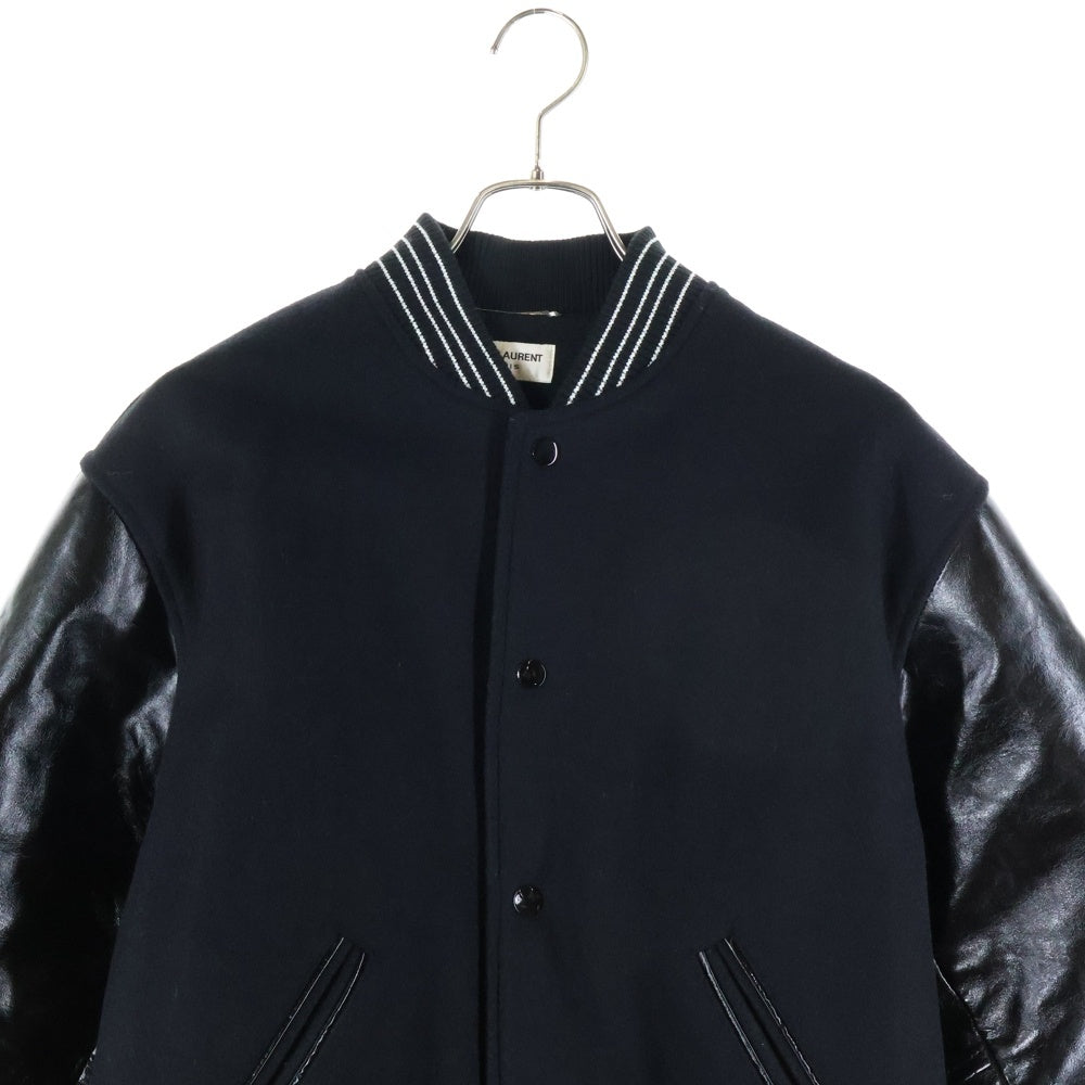 SAINT LAURENT PARIS(サンローランパリ) Leather Sleeve Teddy Jacket