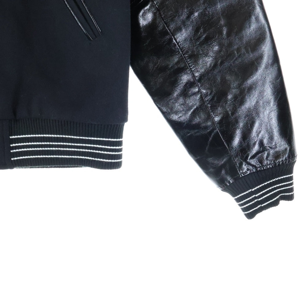 SAINT LAURENT PARIS(サンローランパリ) Leather Sleeve Teddy Jacket レザースリーブ テディジャケット ブルゾン ブラック 494172 Y171Q