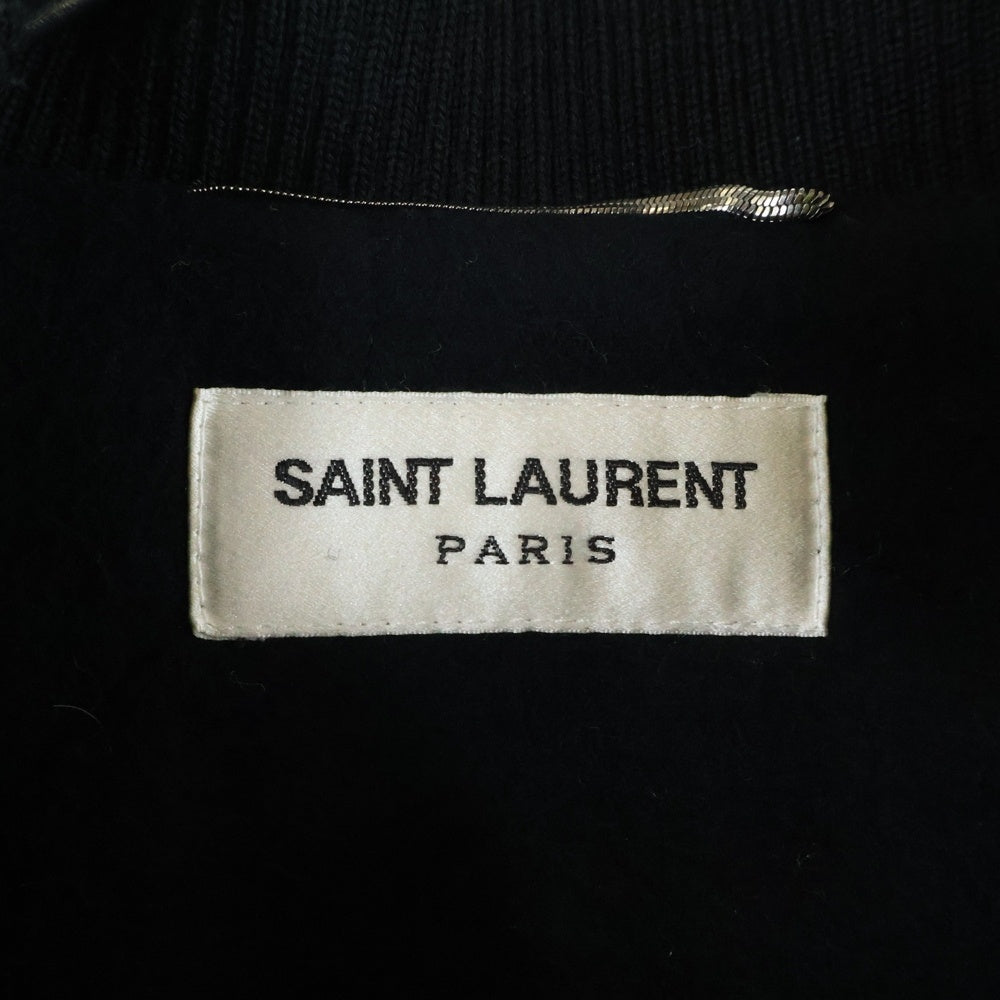 SAINT LAURENT PARIS(サンローランパリ) Leather Sleeve Teddy Jacket レザースリーブ テディジャケット ブルゾン ブラック 494172 Y171Q