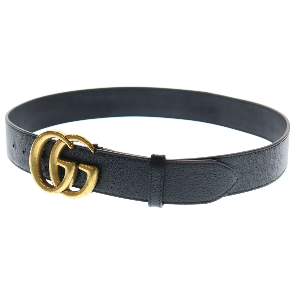 GUCCI(グッチ) GGマーモント ロゴ バックル レザーベルト ブラック/ゴールド 406831