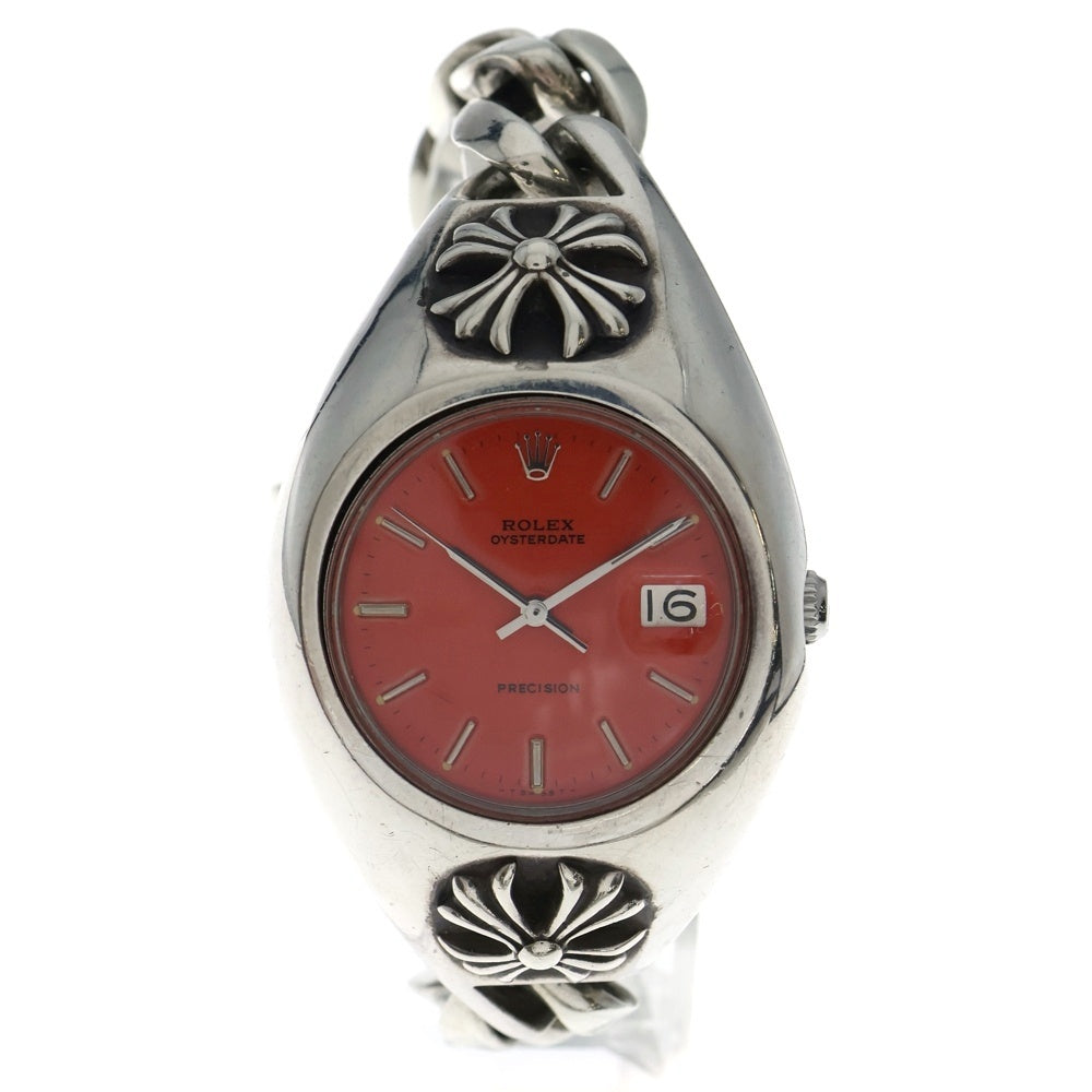 CHROME HEARTS(クロムハーツ) CHモチーフクラシックリンクウォッチケース 腕時計/オイスターデイト 腕時計 ウォッチブレス シルバー/オレンジ