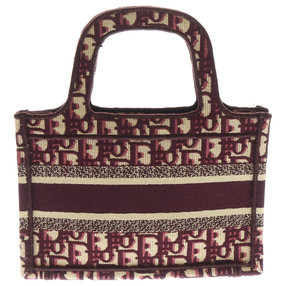 Christian Dior(クリスチャンディオール) book tote ブックトート ハンドバッグ ロゴマーク ベージュ/ワインレッド 50-MA-0250 レディース
