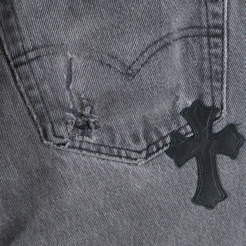 CHROME HEARTS(クロムハーツ) U VNTG JEAN BLK RED TAB クロスパッチ付き501デニムパンツ ブラック