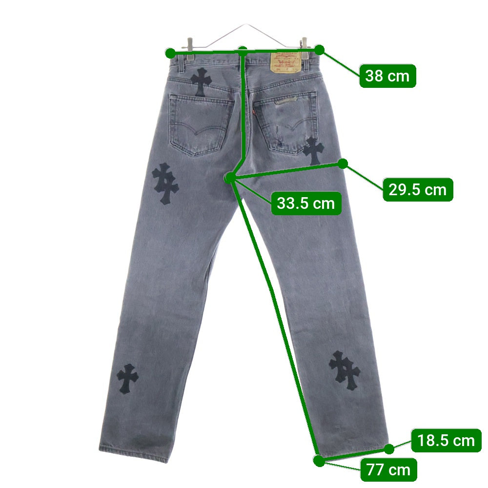 CHROME HEARTS(クロムハーツ) U VNTG JEAN BLK RED TAB クロスパッチ付き501デニムパンツ ブラック